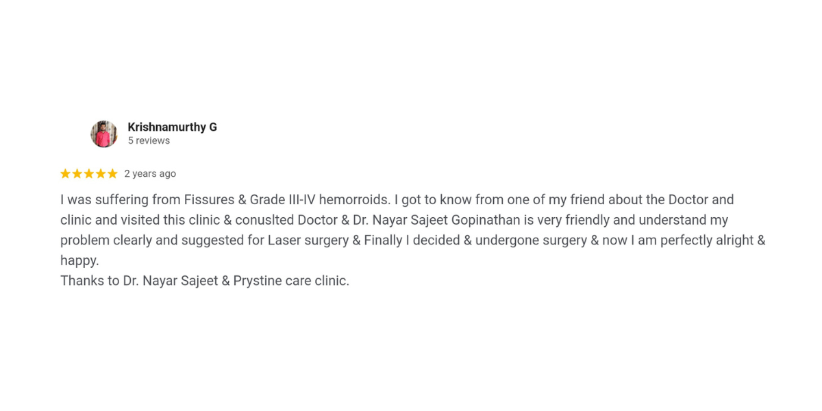 Krishnamurthy G's Google Review